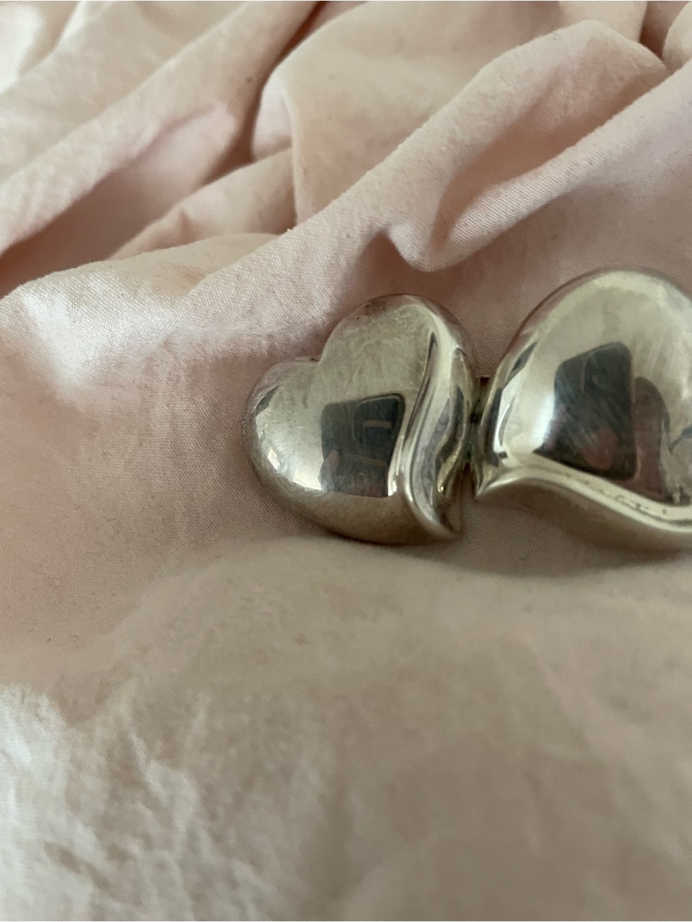 Double Heart Silver Tone Pin Brooch - Marked Back - Picture 2 of 3